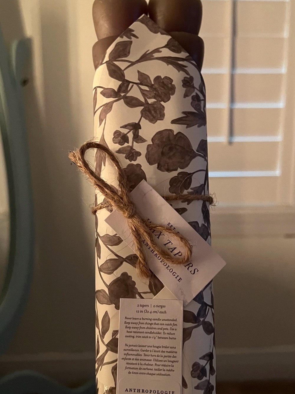 Anthropologie Sculpted Beehive Taper Candle in Army Green